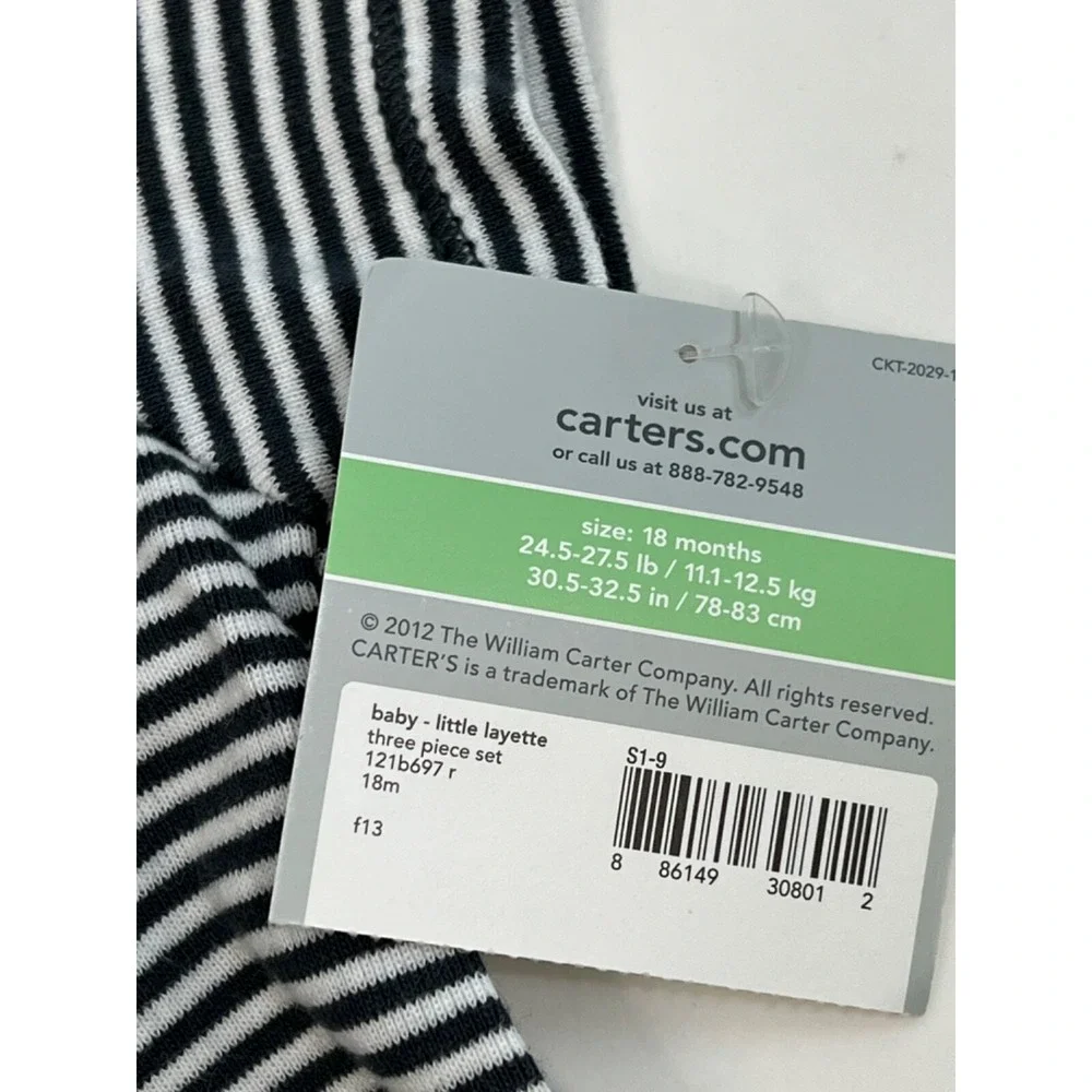NWT Carter's Tough Guy Baby‎ Boy One piece Gray/White Stripe Size 18 Months